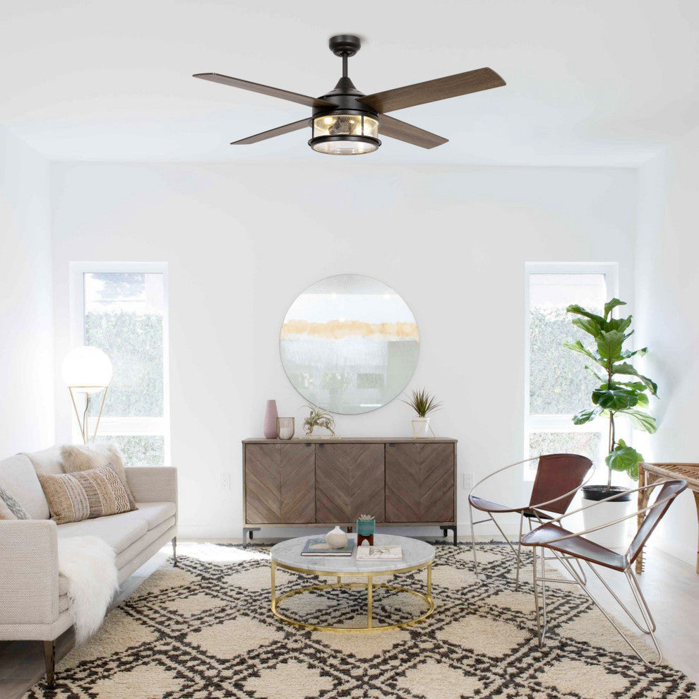 Black 52 in Modern Ceiling Fan with Remote Control