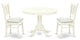 3Pc Dining Set 2 Chairs, Kitchen Table Seat, Slatted Chair Back Linen White
