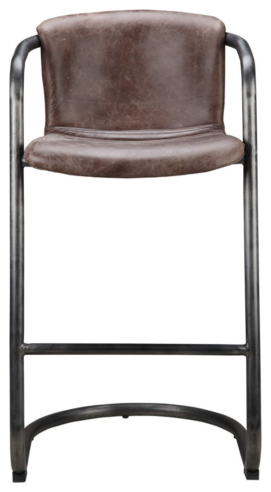 Freeman Barstool Grazed Brown Leather, Set of 2