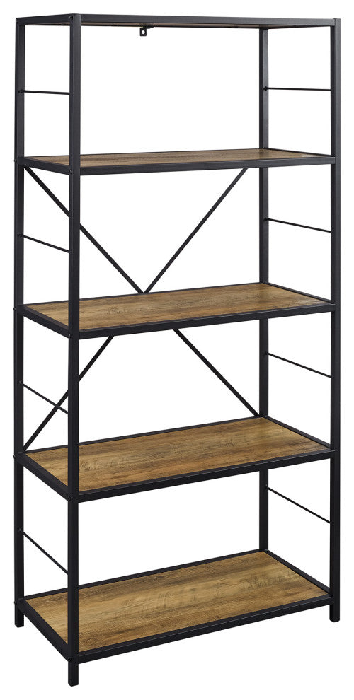 63" Rustic Industrial Bookcase - Rustic Oak