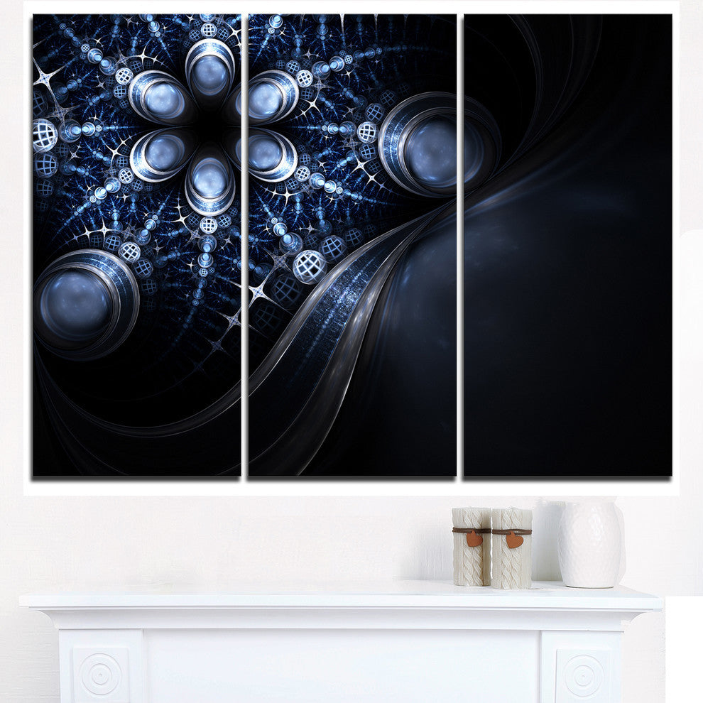 "Glittering Curvy Stylish Fractal Flower" Metal Wall Art, 3 Panels, 36"x28"