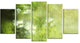Blur Green Sky with Stars, Contemporary Canvas Art Print, 60"x32", 5 Panels