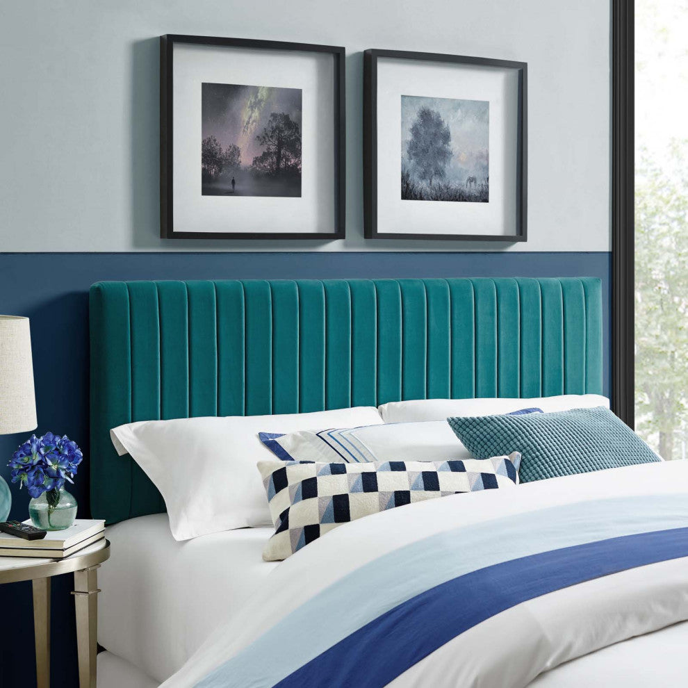 Teal Keira King/California King Performance Velvet Headboard