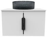 Wildsee Floating Vanity Set, Tempered Clear Glass Sink, Light Black, 24", White
