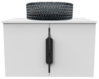 Wildsee Floating Vanity Set, Tempered Clear Glass Sink, Light Black, 24", White
