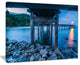 "Under Wood Bridge At Twilight" Sea Bridge Canvas Wall Artwork, 40"x30"
