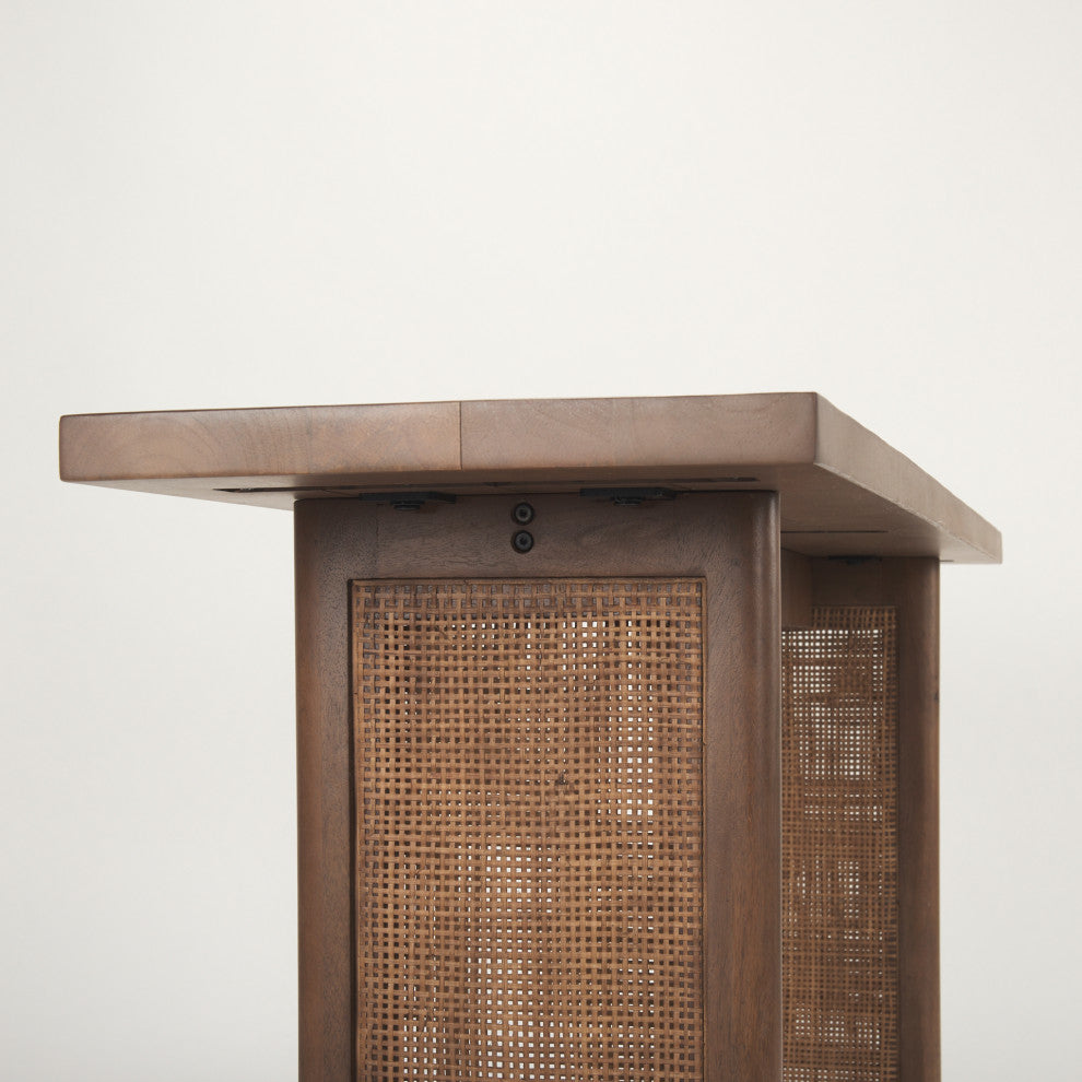 Grier Medium Brown Solid Wood & Cane Console Table