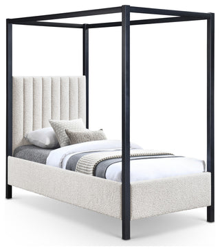 Kelly Boucle Fabric Upholstered Bed, Cream, Twin