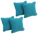 18" Double-Corded Solid Microsuede Square Throw Pillows, Set of 4, Aqua Blue