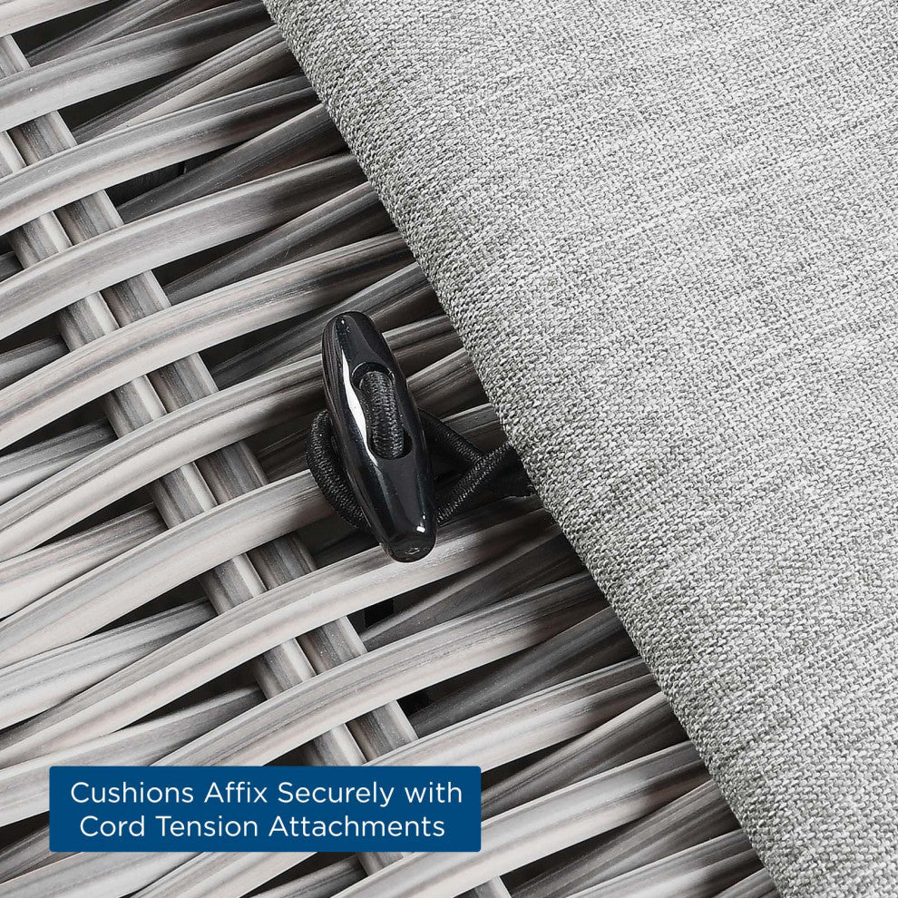 Lounge Chair Ottoman, Rattan, Wicker, Gray, Modern, Outdoor Patio Bistro