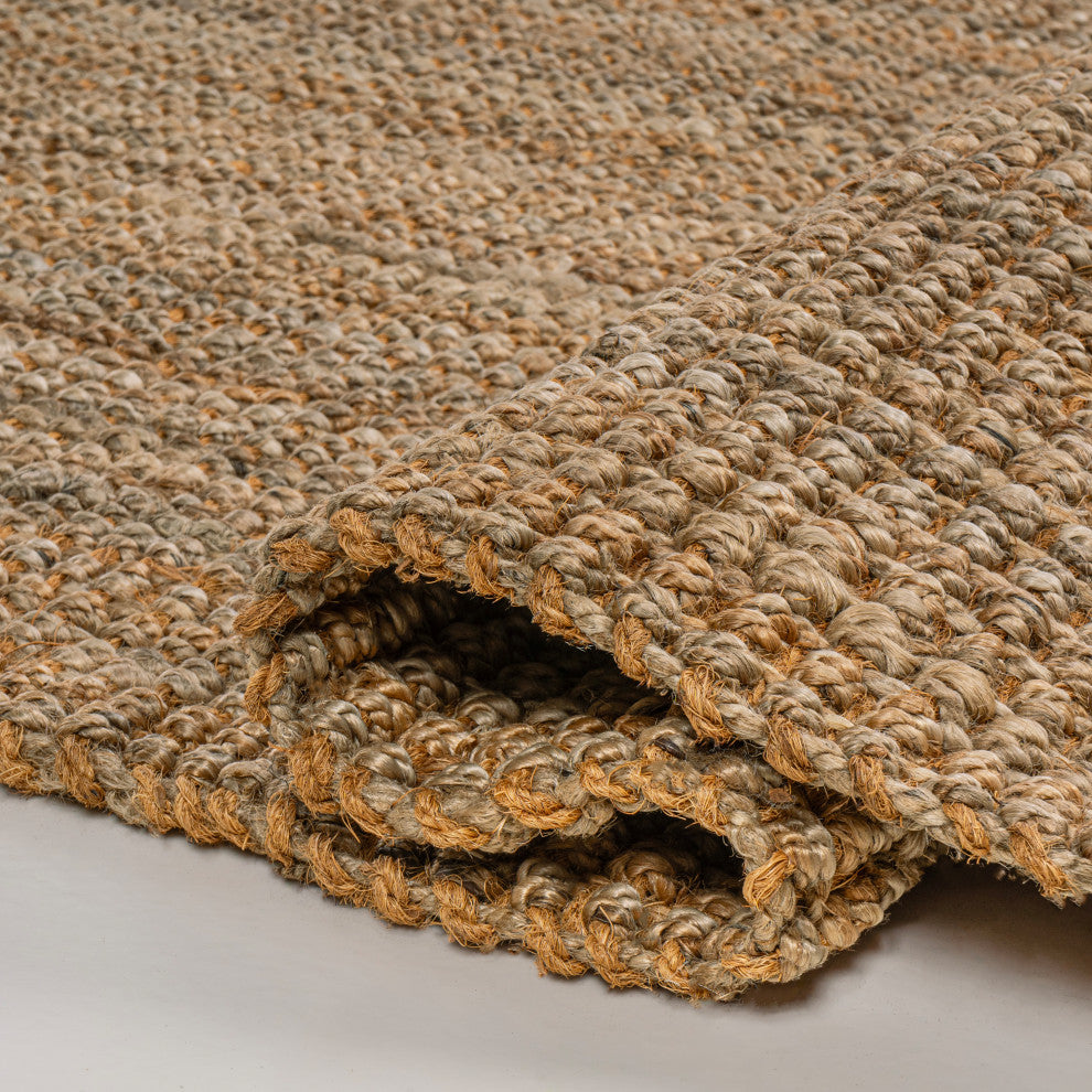 Biot Traditional Rustic Handwoven Jute Solid Natural 8 ft. x 10 ft. Area Rug
