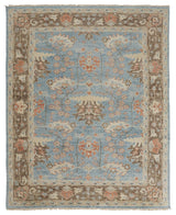 Weave & Wander Bennet Blue/Brown 5'6"x8'6" Hand Knotted Area Rug