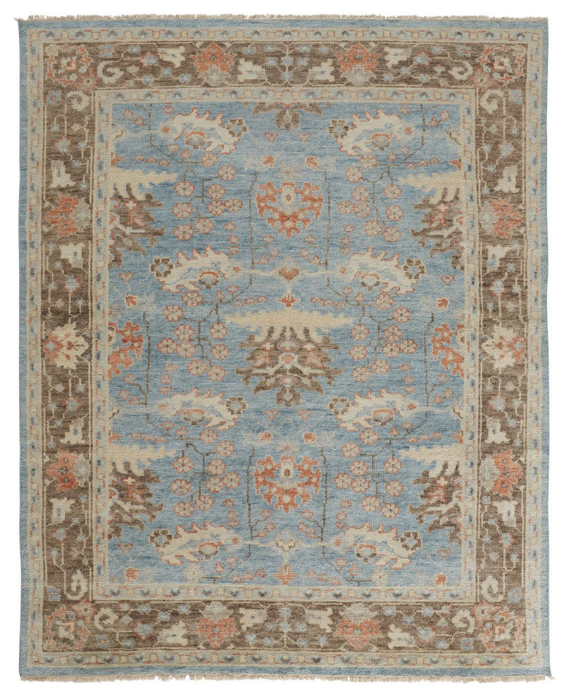 Weave & Wander Bennet Blue/Brown 5'6"x8'6" Hand Knotted Area Rug