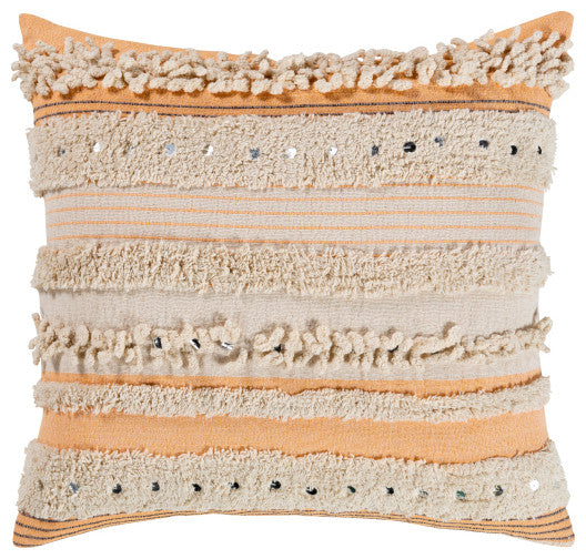 Surya Temara Pillow Shell With Polyester Insert 18"H X 18"W Light Beige