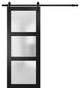 Barn Door 42 x 96 Frosted Glass, Lucia 2552 Matte Black, 8FT Rail