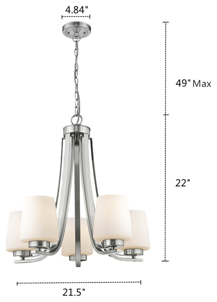 Olivia 5-Light Brushed Nickel Mini Chandelier 22"