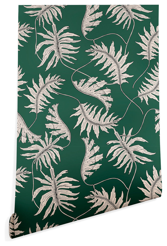 Deny Designs Holli Zollinger Urban Jungle Palm Wallpaper, Green, 2'x8'