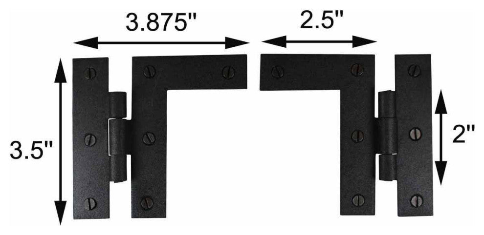 Black HL Flush Mount Door Hinges Left & Right Pair Pack of 4 Renovators Supply