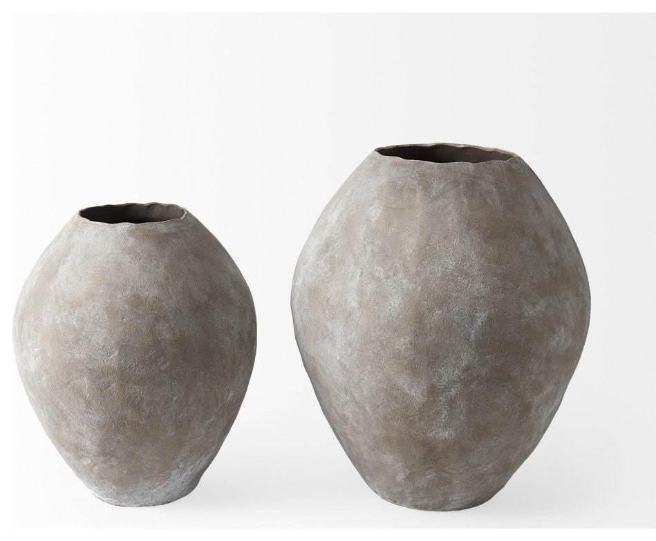 Gobi 20Lx23H Small Tan Ceramic Oval Vase