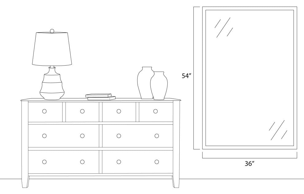 Kendall Framed Wall Mirror, Ivory, 36"x54"