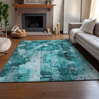 Premium Machine Washable Mayfield AMF560 Teal 3' x 5' Rug