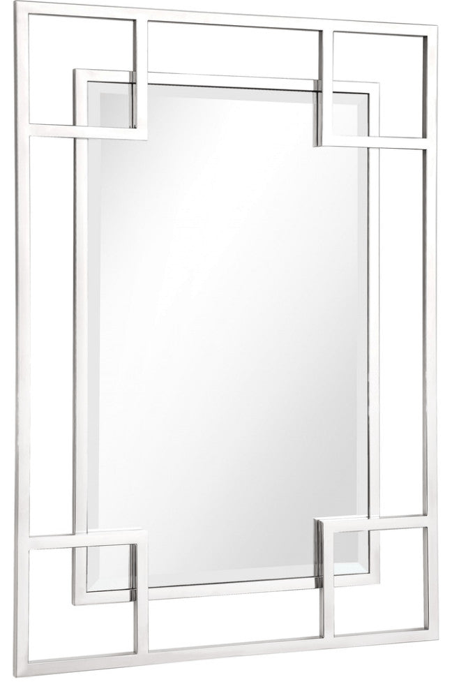 Silver Rectangle Accent Metal Mirror
