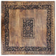 21" Boho End Table Floral Carved Foldable Panel Legs Walnut Brown