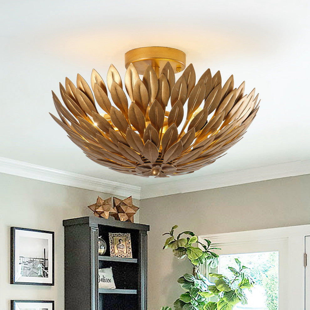 Flower Semi-Flush Mount Lighting, 3 Light