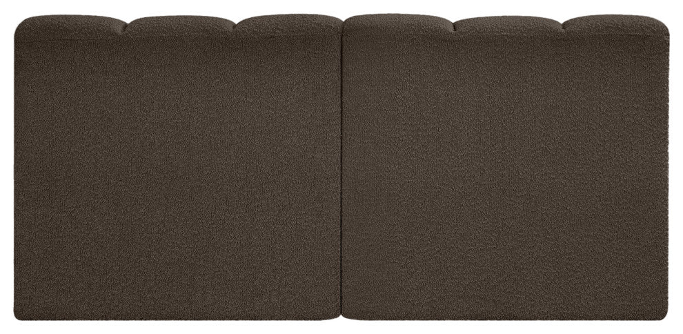 Arc Boucle Fabric Upholstered 2-Pc. Modular Sofa, Brown