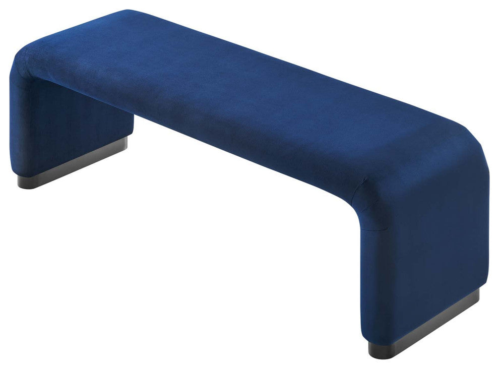 Koda Performance Velvet Waterfall Long Bench - Black Midnight Blue