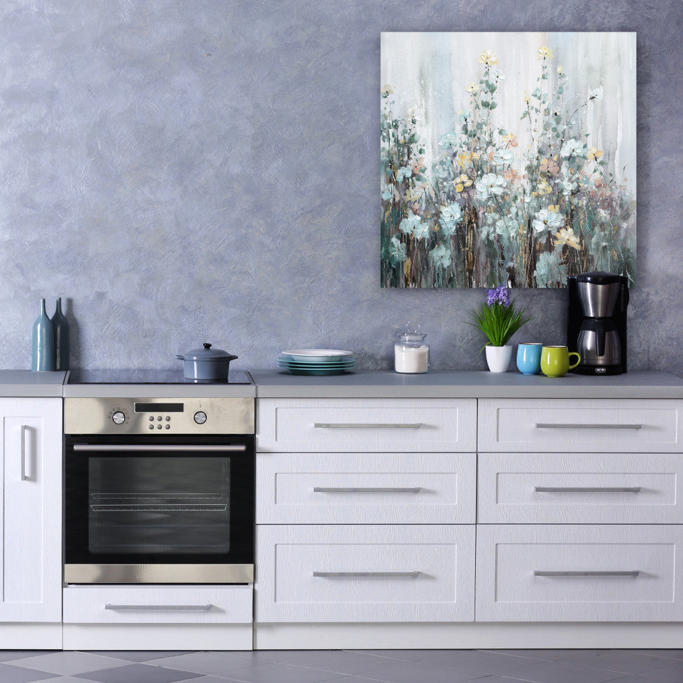 Spring abstract flowers - Oil Painting Print on Wrapped Canvas, Wall art, 30"x30"