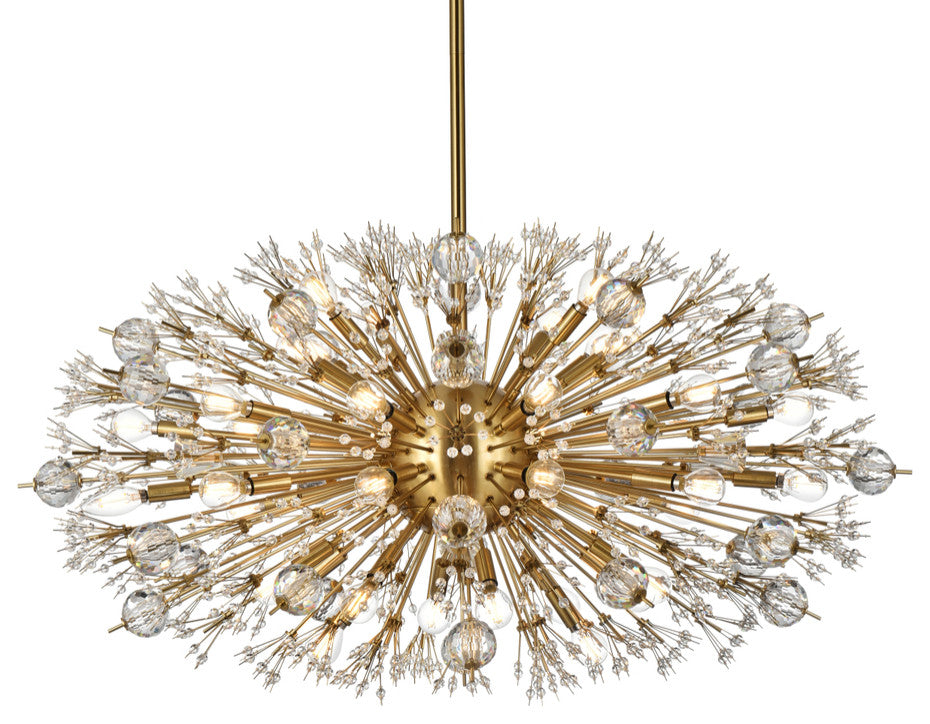 Victor 42" Crystal Starburst Oval Pendant, Gold