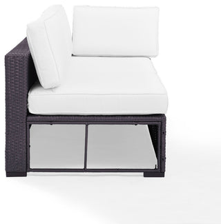 Biscayne Loveseat With Interchangeable Arm and Mist Cushions, Cushions: White