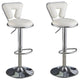 Adjustable Barstool with Round Seat and Stalk Support, Set of 2, White