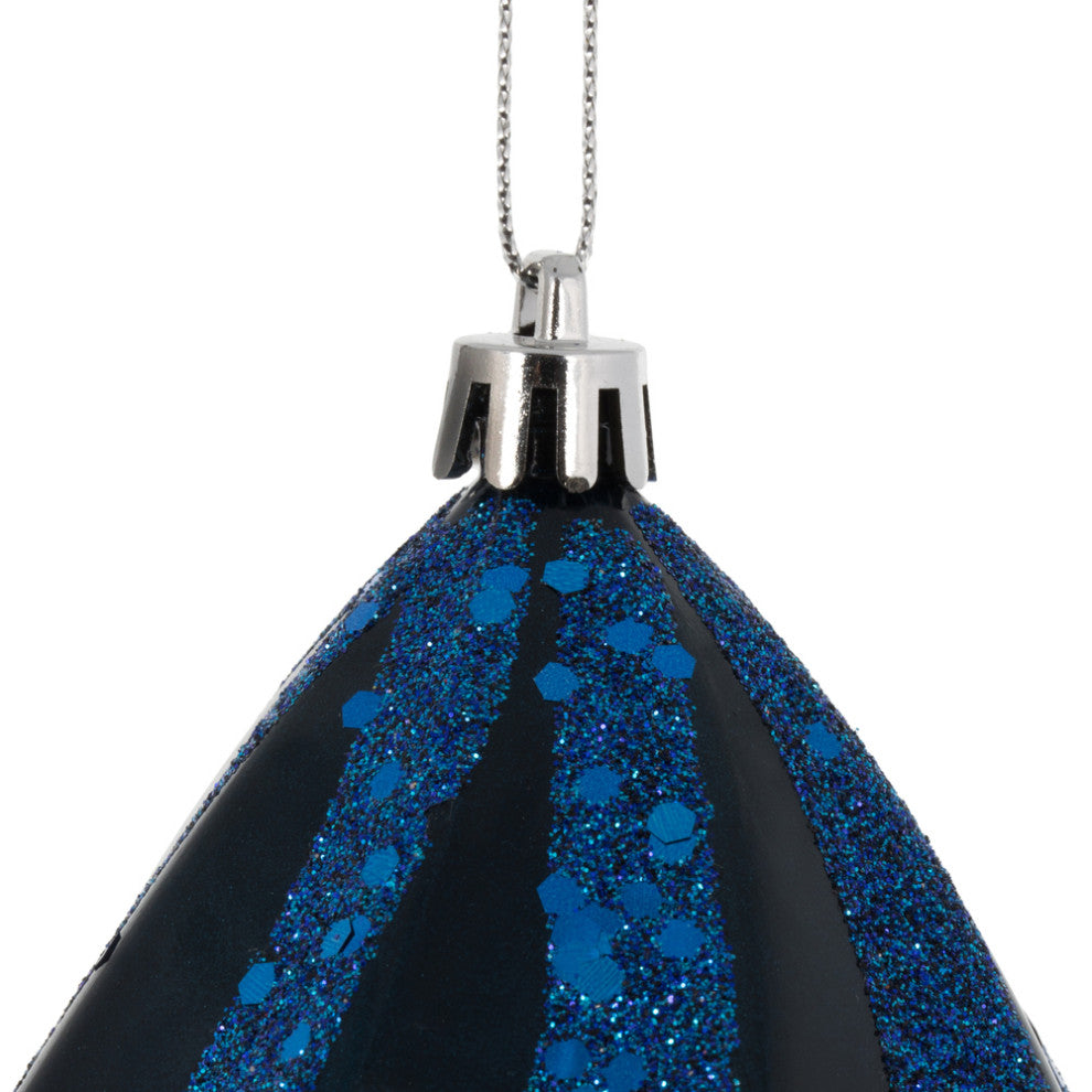 Vickerman M132504 8'' Green Glitter Swirl Drop Christmas Ornament, Midnight Blue