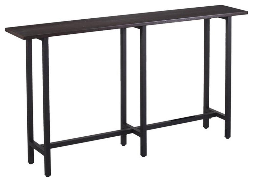 Southern Enterprises Hendry Long Narrow Wooden Console Table in Matte Black