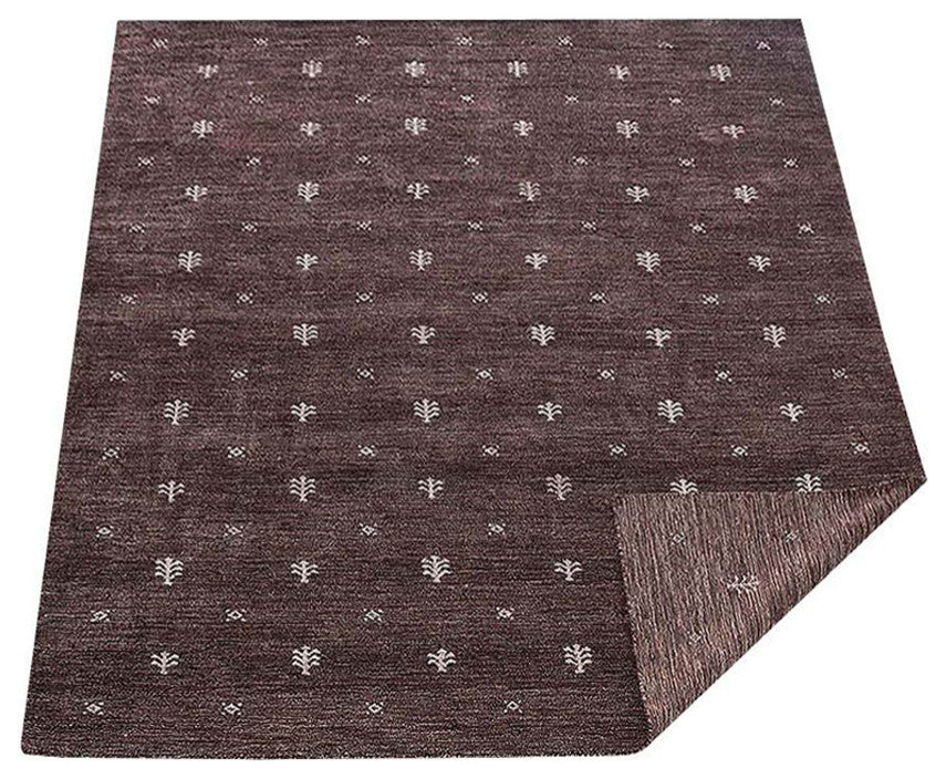 HAND KNOTTED LOOM SILK ECO-FRIENDLY RUGS-6'x6',Square,Brown White,Contemporary