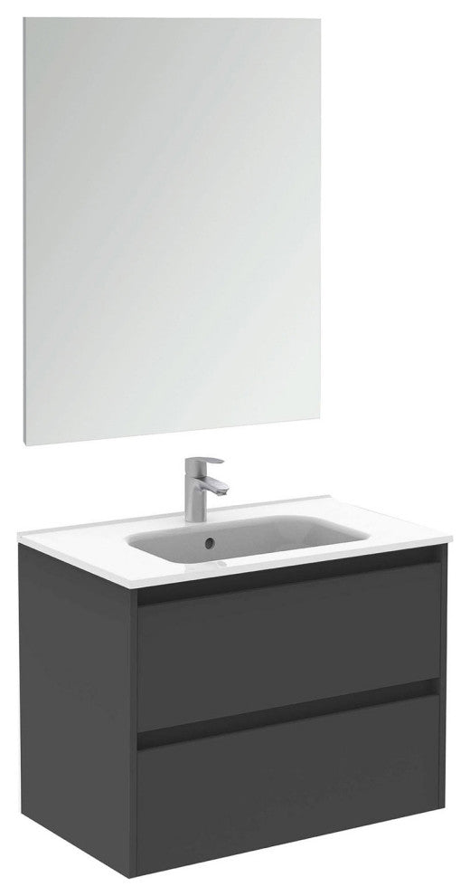 32" Wall-Mount 2 Drawers Anthracite Vanity Cabinet Sansa by Royo