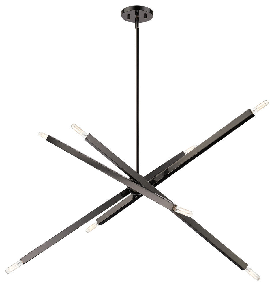 Livex Lighting Monaco 8-Light Black Chrome Large Linear Chandelier
