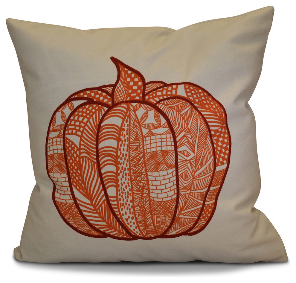 Pumpkin Patch Geometric Print Pillow, Orange, 18"x18"