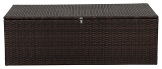 Rio 5-Piece Wicker Conversation Set With Storage, Dark Brown Wicker/Orange Cushi