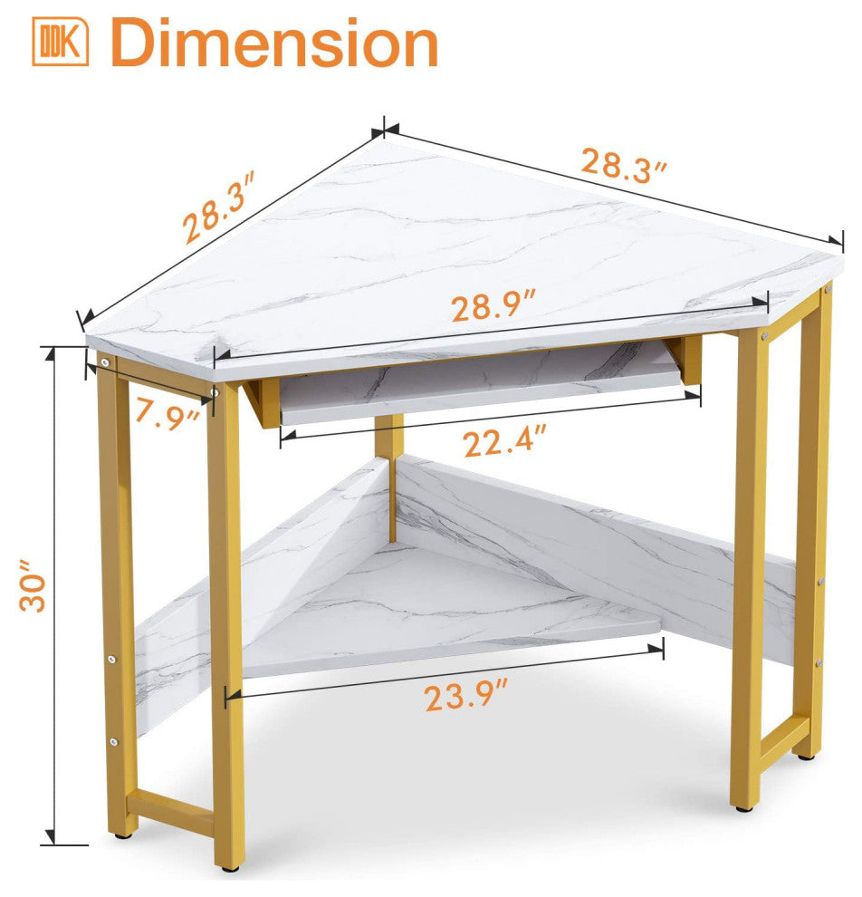 Triangle Computer Desk, Sturdy Steel Frame for Workstation with Smooth