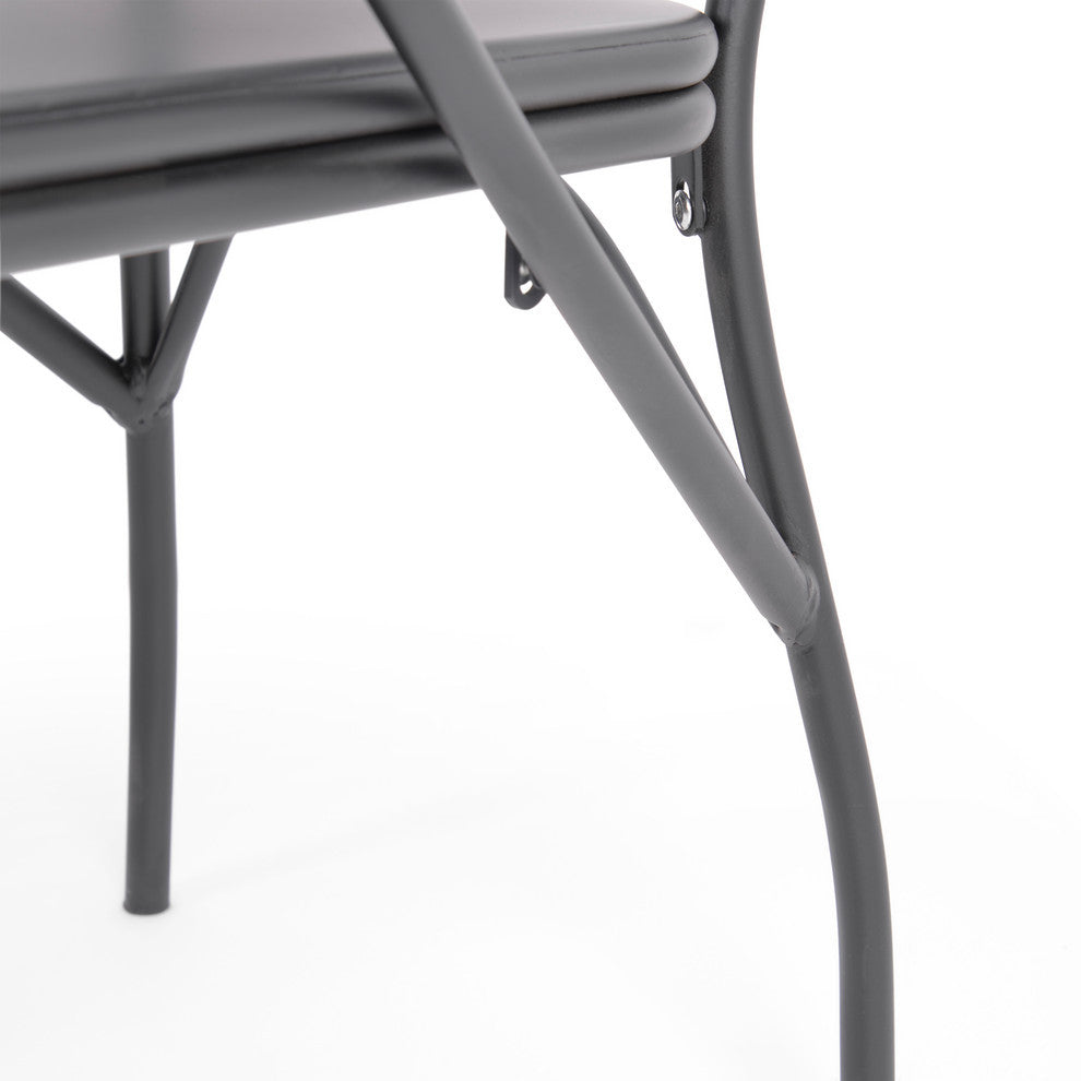 Arthur Desert Outdoor Modern 3 Piece Bistro Set, Matte Black