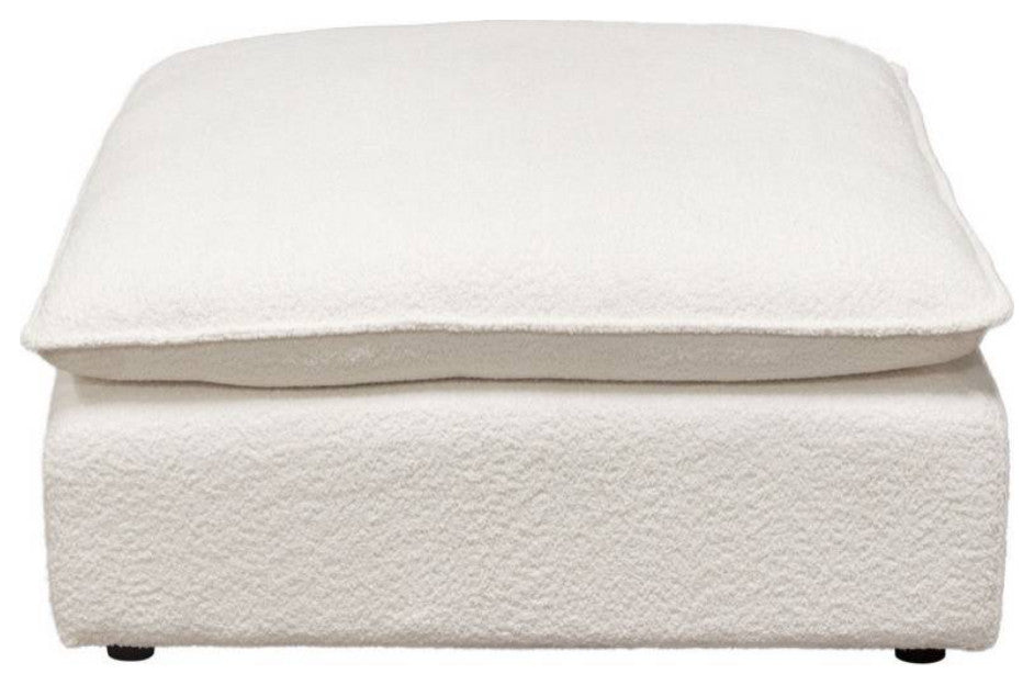 Ivy Square Ottoman in White Faux Shearling by Diamond Sofa