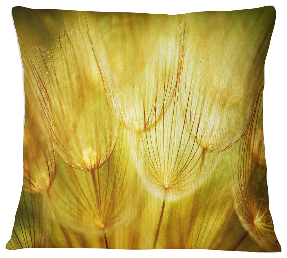 Soft Yellow Dandelion Flowers Floral Throw Pillow, 18"x18"