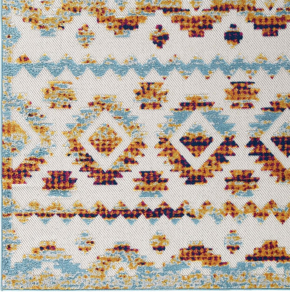 Contemporary Abstract Diamond Moroccan Trellis 5x8 Indoor and Outdoor Area Rug