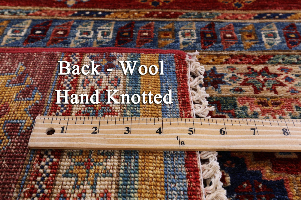 4' 1" X 5' 10" Hand-Knotted Super Kazak Khorjin Wool Rug Q10778