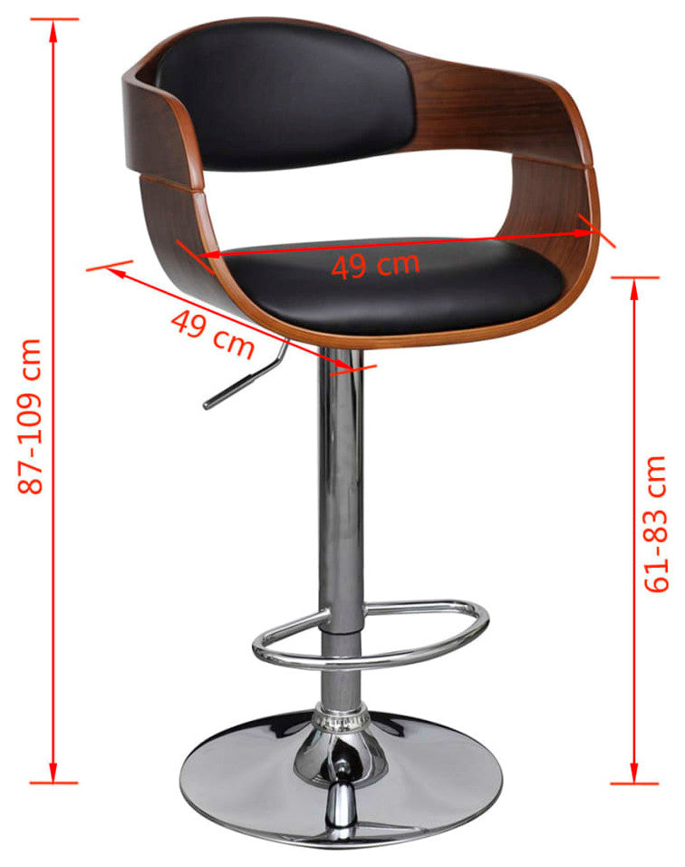 vidaXL Bar Stools 2 pcs Bent Wood and Faux Leather