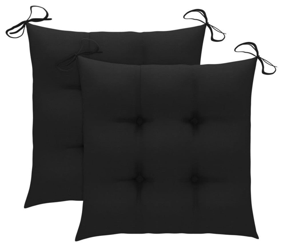 Vidaxl Garden Chairs With Black Cushions 2-Piece Set Solid Teak Wood