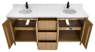 Seoul Bath Vanity, Composite Stone Top No Mirror, Washed Ash Grey, 72", Double Vanity